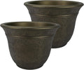 The HC Companies Sierra Round Self-Watering Pot - Lightweight Plastic Planter for Herbs & More - Durable Plant Pots for Indoor Plants & Outdoor Plants (7.5” Celtic Bronze, Pack of 2)