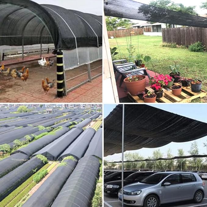 QLOFEI 4x10 FT Shade Cloth with Grommets, 90% Sun Shades Outdoor Patio Mesh Tarp, Easier to Hang Sunblock Neting Cover -for Garden Greenhouse Pergola Lawn Kennel Chicken Coop
