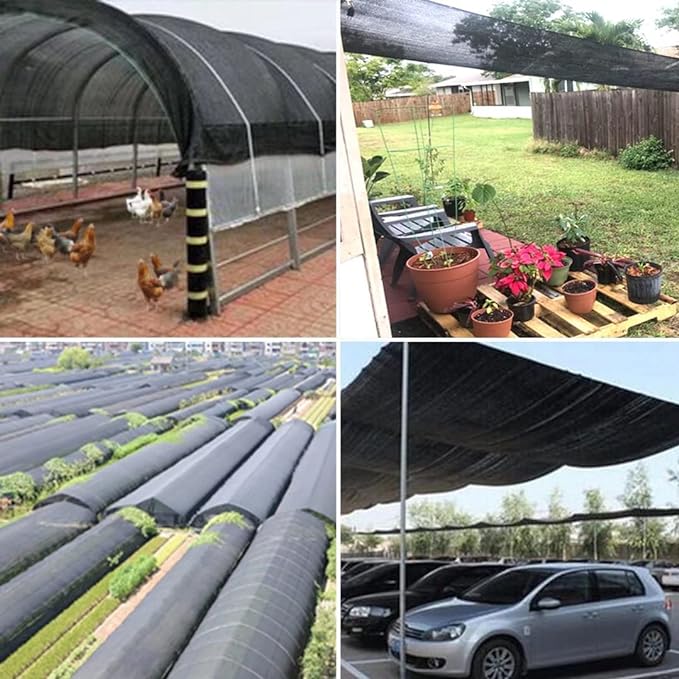 QLOFEI Shade Cloth for Garden, 90% Sunblock Neting Cover with Grommets, Sun Shade Cloth for Patio Pergola Greenhouse Plants Cover Mesh Tarp, 10x24 FT