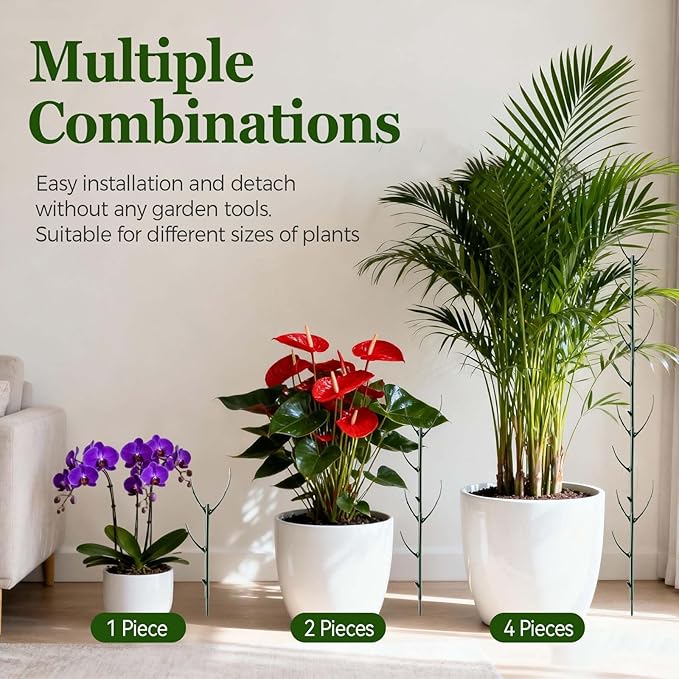 10 Pack Stackable Monstera Plant Support Stakes, Durable Climbing Plant Support Structures for Indoor Outdoor Potted Plants, Garden Stakes for Pothos, Philodendron & Vine Plants