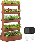Wooden Vertical Raised Garden Bed, 5 Tier Garden Planters Raised Beds Freestanding Plant Stand Flower Rack Wooden Planter Box for Plants Herbs Flowers Vegetables Outdoor Indoor Gardening