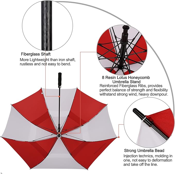 G4Free 47/54/62/68/72 Inch Automatic Open Golf Umbrella Oversize Extra Large Double Canopy Vented Windproof Waterproof Stick Umbrellas