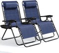 Nestl Zero Gravity Chairs Set of 2, Patio Lounge Chair Outdoor with Pillows & Cup Holder Trays, Adjustable Steel Mesh Reclining Camping Chair, Folding Patio Lawn Chair for Deck, Beach, Yard - Blue