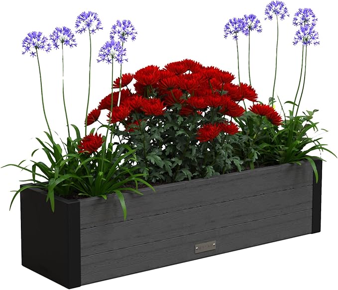 Mayne Vista 3ft Modern Window Box Planter with Panel Design and Drainage Hole