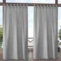 Exclusive Home Cabana Solid Indoor/Outdoor Light Filtering Hook-and-Loop Tab Top Curtain Panel, 54"x96", Cloud Grey, Set of 2