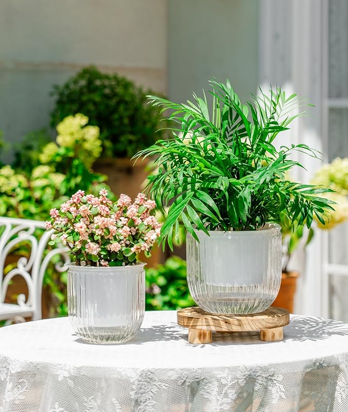 Melphoe Self Watering Pots for Indoor Plants Planter, 6.5/5.3 Inch 2 Pack Planters Self Watering Plant Pots for Flower, Houseplants, Succulent, African Violets and Cactus with Drainage