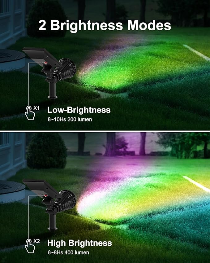 4 Pack Color Change Solar Spotlights Outdoor for Christmas Decorations, Tree, Snowman, Santa Claus, Elk Statue, Waterproof RGB Lanscape Spot Lights Uplighting for Outside House Wall, Yard, Garden
