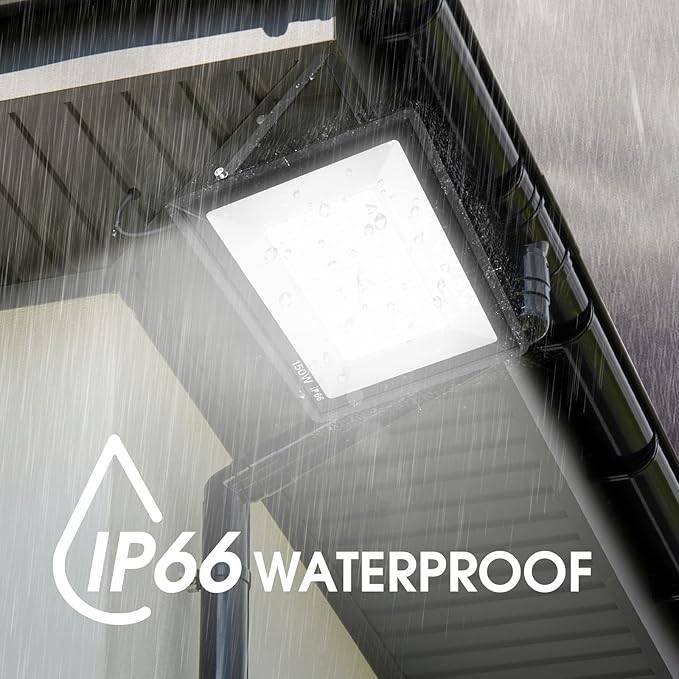 3 Pack 150W LED Flood Light Outdoor,Super Bright Exterior Security Light with Plug,IP66 Waterproof Flood Light, 15500LM 5000K Daylight White Floodlight for Yard, Garden,Basketball Court, Arena