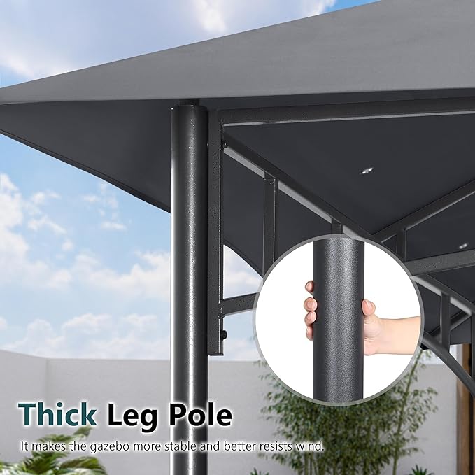 MASTERCANOPY Outdoor Garden Gazebo for Patios with Stable Steel Frame and Netting Walls (9x9,Dark Gray)