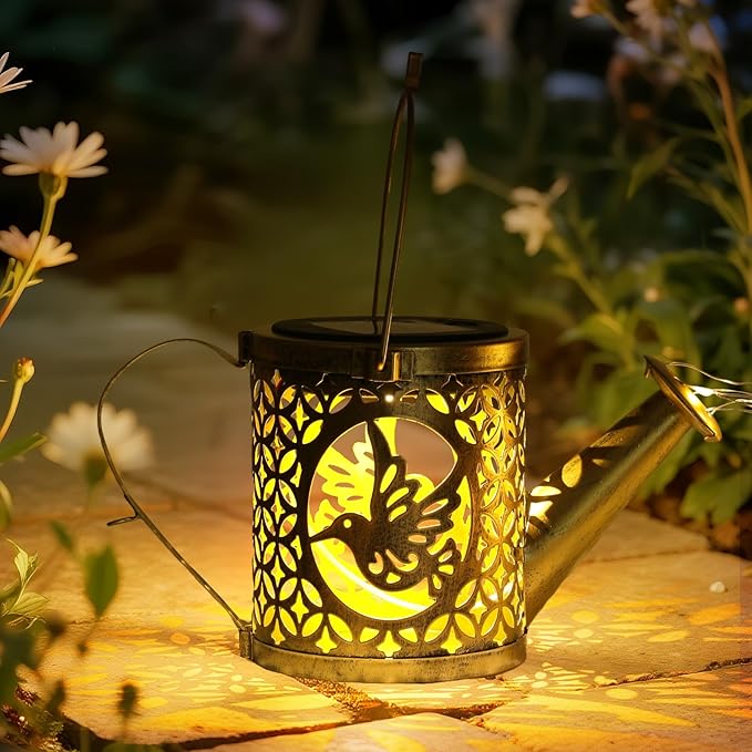 LOVERUIS Solar Watering Can Light - Solar Garden Light with 8 Color Changing Modes, IP65 Waterproof, Perfect Garden Decor for Outside, Patio, Wedding & Lawn Gift for Women, Mom, Grandma