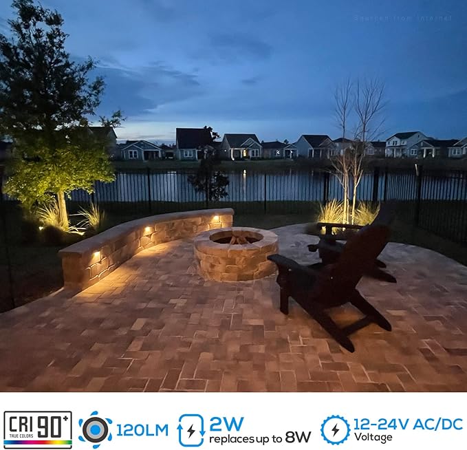 LEONLITE 8-Pack Premium Series 5CCT 4 Inch LED Hardscape Lighting Swivel, 2200K/2700K/3000K/4000K/5000K Selectable, Retaining Wall Light Low Voltage, 12V Paver Light, 2W Outdoor Step Light, ETL