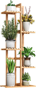BMOSU Bamboo Plant Stand for Indoor Outdoor Plants Corner Tall Plant Shelf 6 Potted Holder Shelf Plant Rack Holder Display Rack(Natural)