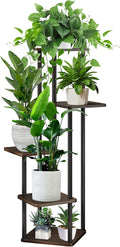 5 Tier Wood Tall Plant Stand Metal Rack Indoor, Multiple Flower Pot Holder Shelves Corner Rack, Planter Shelf Display Rack Storage Organizer for Patio Living Room Balcony Garden(Black Oak)