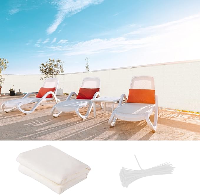 LOVE STORY Balcony Privacy Screen, 3'x10' Deck Shield Screen Fence Cover,UV Protection and Weather-Resistant,3 FT Height for Deck, Patio, Backyard, Outdoor Pool, Porch, Railing, White