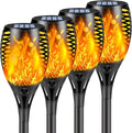 4 Pack Super Larger Size Solar Flame Torch Lights with Flickering Flame, Solar Flame Lights Outdoor Waterproof for Garden Decor, Extra Bright Tiki Torches Solar Lights Outdoor for Pathway Patio Yard