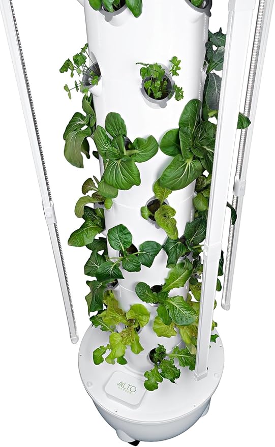 HX Aeroponic Tower | High Capacity Tower | Hydroponics Growing System Kit | Food Grade with 40 Net Pots (with LED Grow Lights)