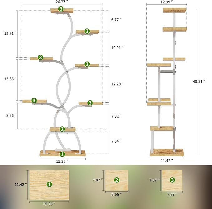 Plant Stand Indoor with Grow Light - 8 Tiered Plant Shelf Indoor, Corner Plant Stand, 49" Tall Plant Shelf with Lights for Indoor Growing, Lighted Flower Holder for Living Room, Balcony (White)