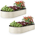 Plant & Plot Galvanized Raised Garden Beds Outdoor // 6×3×1 ft (2-Pack) Planter Raised Beds for Gardening, Vegetables, Flowers // Large Metal Garden Box // Patented Tool-Free Design (White)