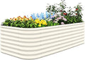Quictent Galvanized Tall Raised Garden Bed Kit, 8x4x2 ft Oval Large Planting Box, for Vegetables Outdoor Strengthened by Crossbar (Beige)