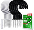 20 Pcs Ceiling Hooks for Hanging Plants - 2.9 inches Plant Heavy Duty, Hanging Hooks for Christmas Lights, Cups, Decors - White Vinyl Coated Screw in Plant Hanger Hook Indoor and Outdoor