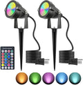 Christmas Spotlight 10W LED Color Changing Outdoor Hallowmas Spot Lights Timer Remote IP65 Waterproof RGB Metal Case Spotlights with Stake Stand for Yard Garden Lawn House, 2 Lights