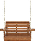 Amish Casual 3 Foot Roll Back Porch Swing with Cup Holders in Oak Stain - Amish Made in The USA from Treated Pine Heavy Duty 700 Lb. Weight Capacity