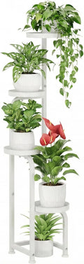 Bamworld Corner Plant Stand Indoor Outdoor, Tall Metal Flower Pot Stands for Multiple Plants, 4 Tier White Heavy Duty Plant Shelf for Patio Garden Balcony Living Room Bedroom(Patent Design)