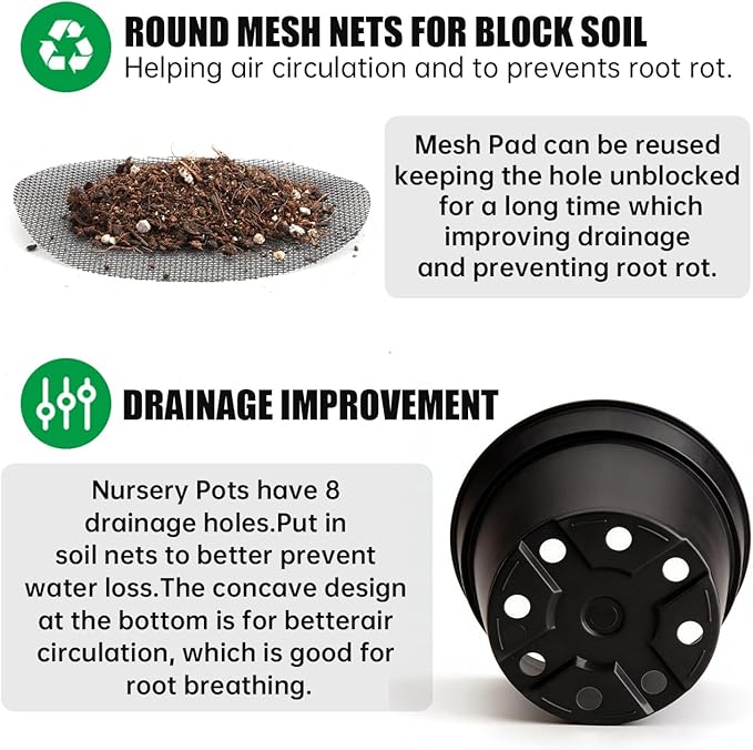 50 Pack 6 Inch Nursery Pots, Plastic Flower Pots, Thick Plant Pots with Drainage Hole for Planting Outdoor/Indoor Plants Succulent Herb (Black)