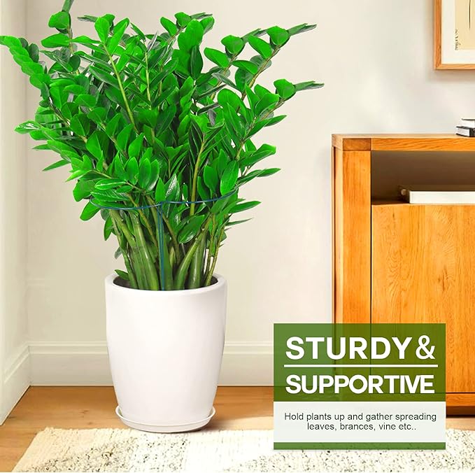 LEOBRO 6 Pack Plant Support Plant Stakes, Metal Peony Support, Garden Plant Supports, Plant Cage, Plant Support Ring, Plant Support Stakes for Peony, Tomato, Hydrangea, Indoor Plants, 9.8 W x 15.7 H