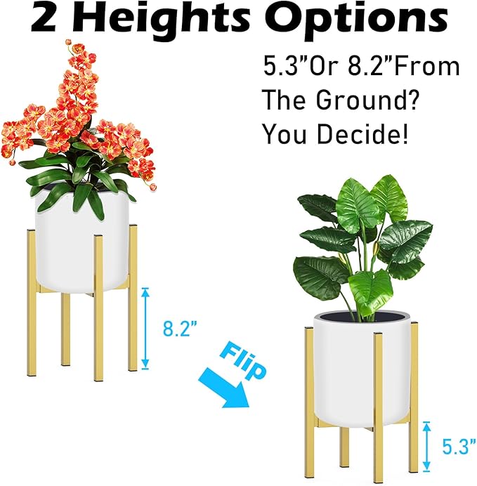 Heavy Plant Stand for 10"-16" Plant Pot Indoor Outdoor Corner, Adjustable Metal Heavy Duty for Large Pot (Golden 1 Pack)