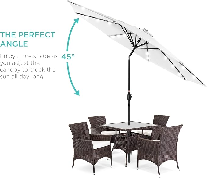 Best Choice Products 10ft Solar Polyester LED Lighted Patio Umbrella w/Tilt Adjustment and UV-Resistant Fabric