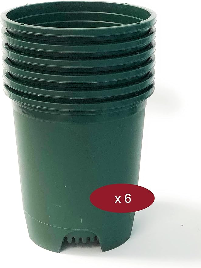 3 Gallon 6-Pack Plant Pots Nursery Pot Green Plastic Planters for Outdoor Indoor Plants Gardening Flower Pots with Drainage Holes
