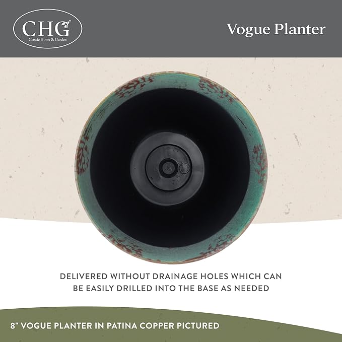 Classic Home and Garden Premiere Collection Planter, Vogue 8", Earth