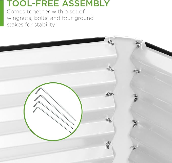 Best Choice Products 6x3x2ft Outdoor Metal Raised Garden Bed, Deep Root Box Planter for Vegetables, Flowers, Herbs, 269 Gallon Capacity, 100% Non Toxic Materials - White