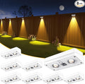 Solar Fence Lights 8 Pack, 50 Lumens Outdoor Fence Solar Lights with 12 Modes RGB Color Glow LED Solar Lights Outdoor Waterproof for Patio, Backyard, Deck, Fence, Railing. （White Shell）