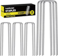 HongWay 50 Pack 6 Inch Landscape Staples, 8 Gauge Garden Stakes Heavy Duty More Thicker Galvanized Tent Stakes, Lawns Yard Staples Wind-Resistant Ground Stakes for Hard & Rocky Soil, Pet Fence