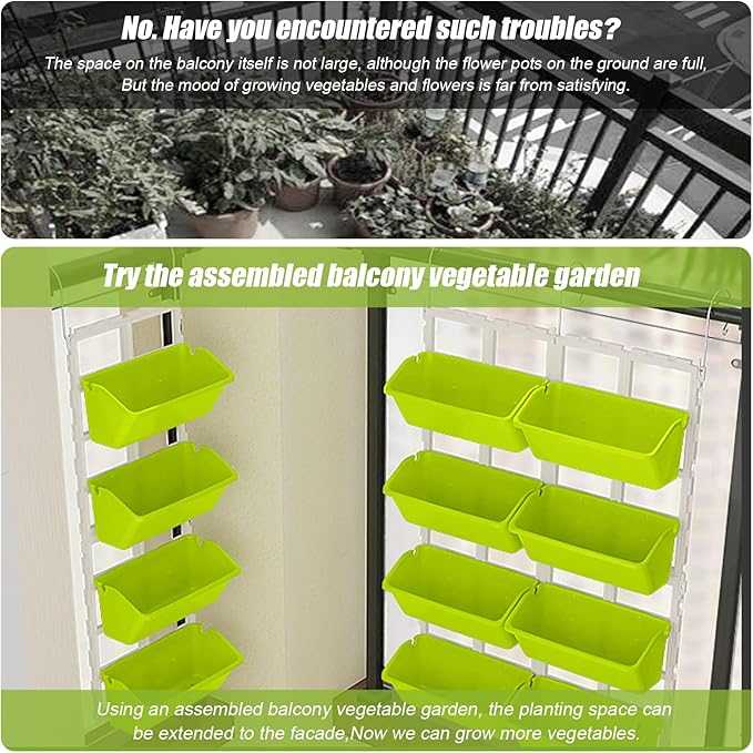 LOYALHEARTDY Vertical Garden Wall Planter Wall Mounted Planter 4-Tier Vertical Garden Planters for Growing Strawberries, Flowers, Vegetables, Herbs Indoor/Outdoor Decoration (Light Green)