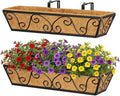 Y&M 24 Inch Window Deck with Coco Liner, Fence Metal Hanging Flower Planter Window Basket Deck Railing Planter Boxes for Outdoor Garden Lawn-Butterfly,2pcs