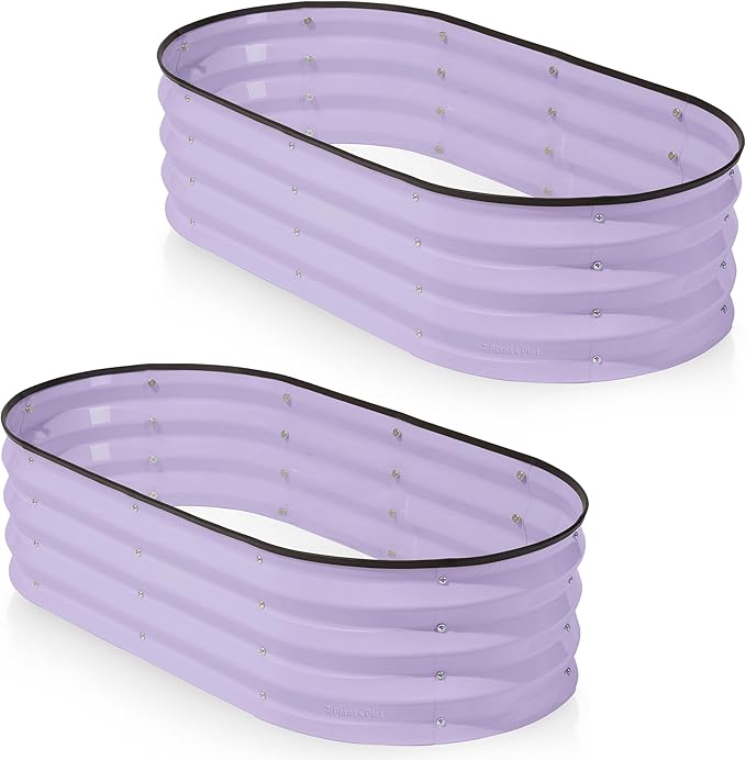 Plant & Plot Galvanized Raised Garden Beds Outdoor // 4×2×1 ft (2-Pack) Planter Raised Beds for Gardening, Vegetables, Flowers (Lavender) // Large Metal Garden Box