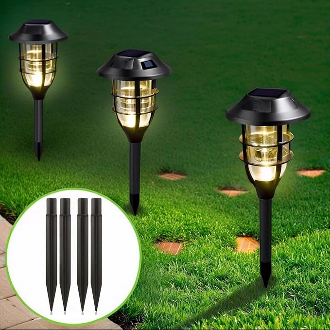 8.25" Reinforced ABS Plastic Solar Ground Spikes - Durable Solar Light Replacement Stakes for Garden, Pathway, Deck, Camping, Christmas Lights (Fits Fits 0.83" Inside Diameter) (Black-3 Pack)
