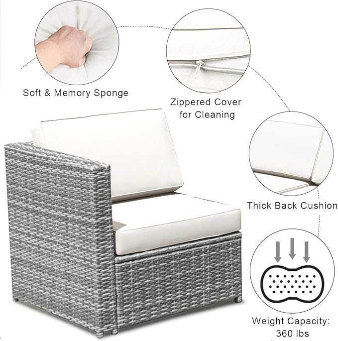 Tangkula 8 Pieces Wicker Patio Furniture Set with Storage Deck Box, PE Rattan Outdoor Sectional Sofa Conversation Set with Coffee Table & Cushions, Outside Furniture for Garden Yard Poolside (White)