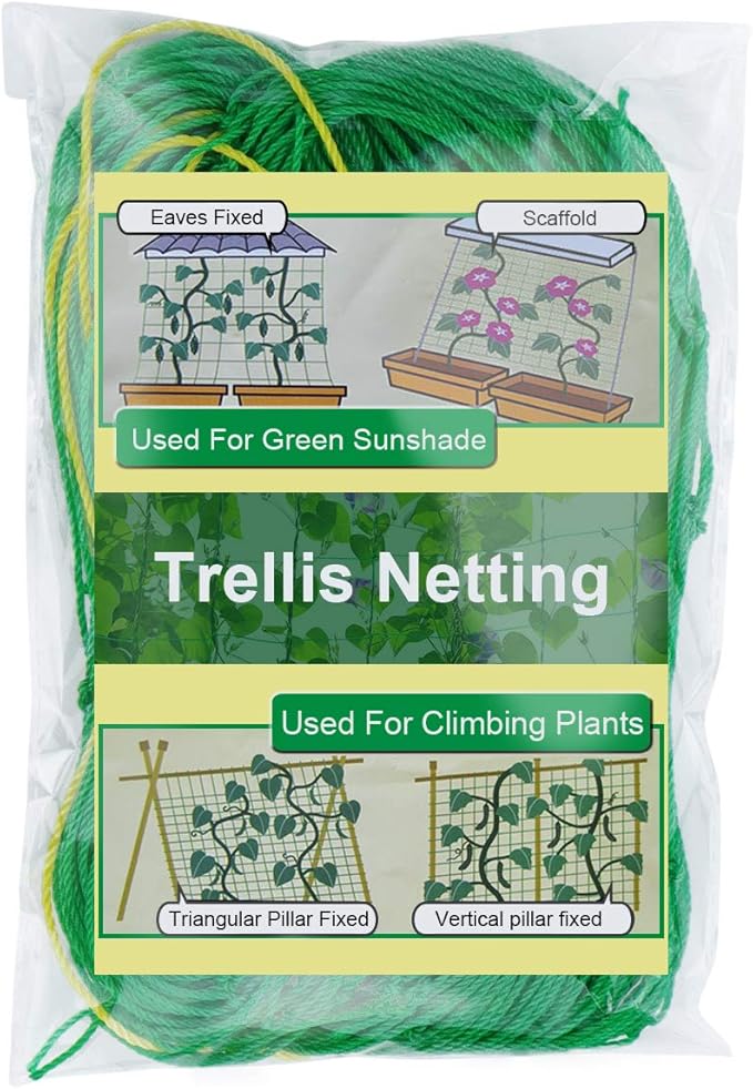 Pack of 2 Cucumber Tomato Trellis Netting, Heavy Duty Garden Netting for Climbing Plants Support, Pea, Grape, Bean, Fruit, Vegetables - 4" Mesh Size, 6Ft x 12Ft