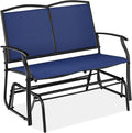 Best Choice Products 2-Person Outdoor Patio Swing Glider Steel Bench Loveseat Rocker for Deck, Porch w/Textilene Fabric, Steel Frame - Navy/Black