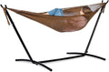 PNAEUT Double Hammocks with Stand for Outside, Portable Space Saving Heavy-Duty Steel Stand for Indoor Outdoor Patio (Mayan Desert)