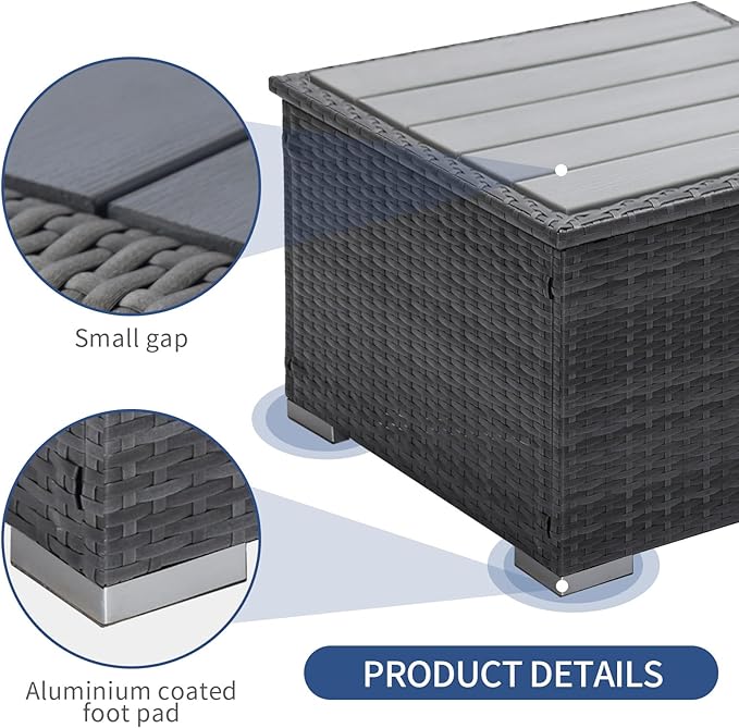 NICESOUL 11 Piece Modern L Shaped Outdoor Sofa Set, 29.3'' High Back Comfy Big Size Wicker Patio Modular Sectional with Table & Ottoman, Rattan Conversation Furniture, 2 Color Cushion Black & Gray