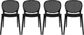 2xhome Set of 4 Patio Dining Chairs | Modern Stackable Outdoor Pool Side Chair | Weather Resistant Plastic for Yard, Porch, Balcony, Kitchen, Black