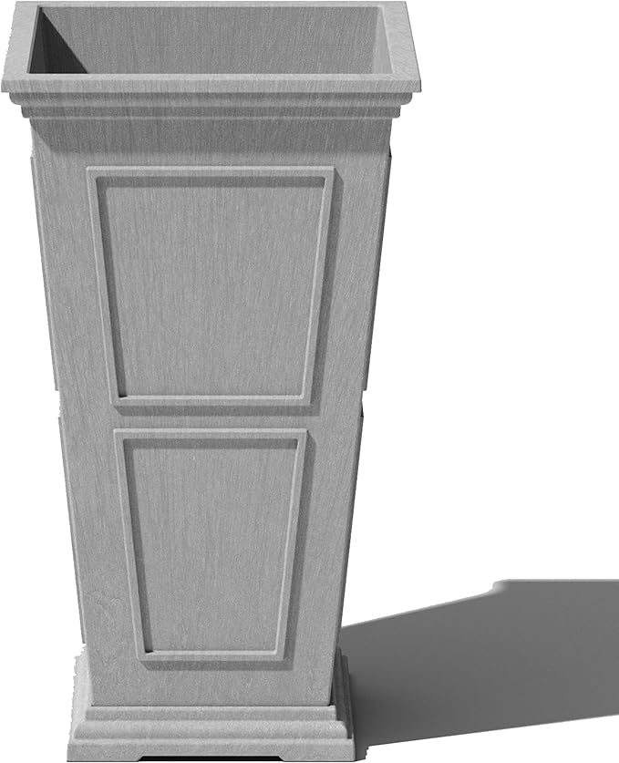 Veradek Fairmont Tall Plastic Planter - Large Outdoor Planter for Front Porch | Crack Resistant All-Weather Use | Classic Estate Design for Tall Plants, Flowers, Trees
