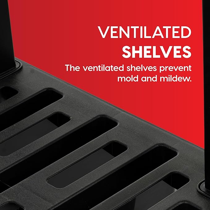 IRIS USA 4-Shelf Heavy Duty Plastic Storage Shelves, 600lb Capacity, 56" H x 36" W x 18" D, Large Modular Shelving Unit Storage Organizer for Garage, Home, Warehouse & Gym, Storage Rack - Black
