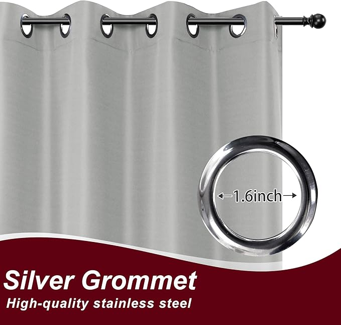 HolidayIdeas Grommet Outdoor Curtains for Patio Waterproof 8 Pcs All Weather Balcony Outside Curtains for Apartments, Gazebo, Pergolas, Porch, 54x108 Inch, Silver Grey