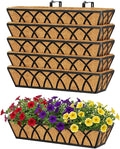 Y&M 24 Inch Fence Metal Hanging Flower Planter Window Basket Deck Railing Planter Boxes for Outdoor Garden Lawn， Window Deck with Coco Liner,6pcs